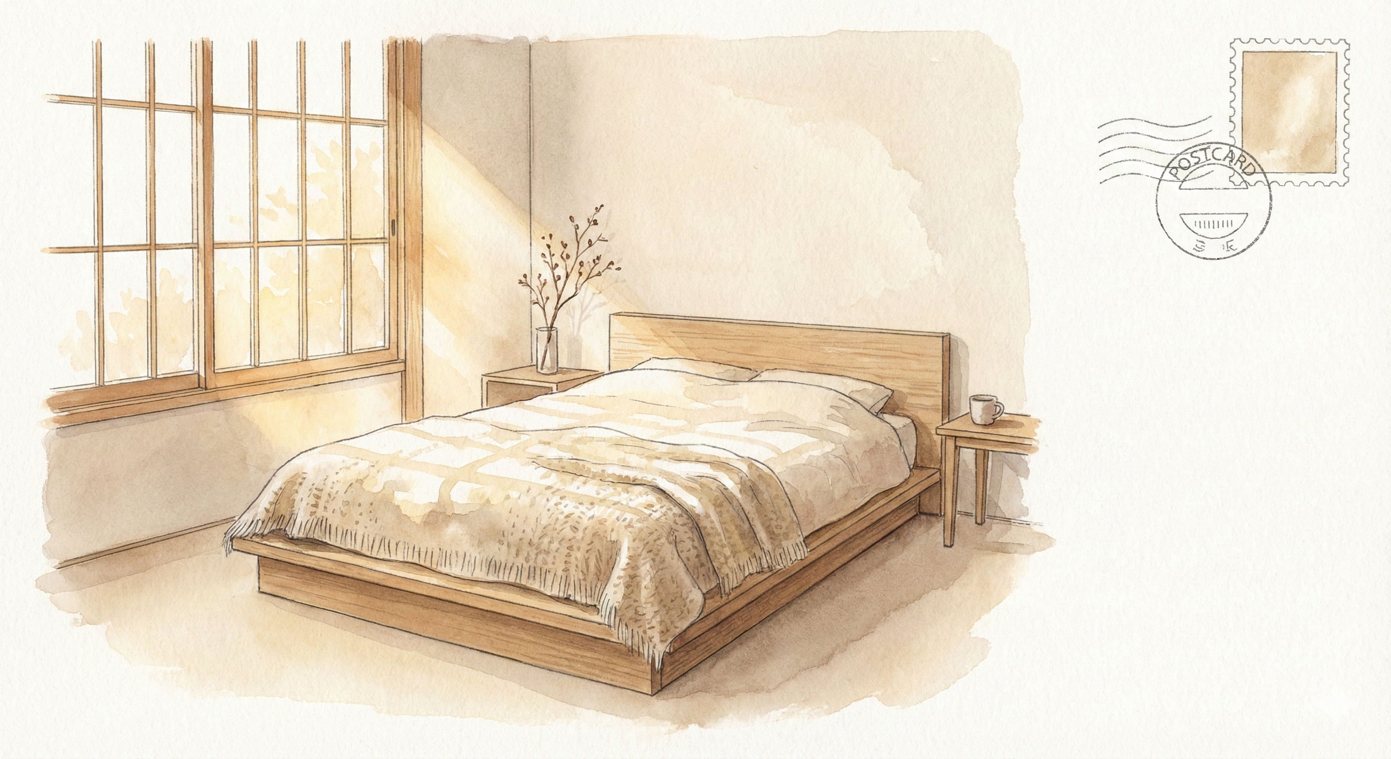 冬日暖陽明信片